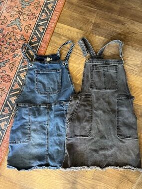 Target Girls Denim and Washed Black Overall Dresses - Blue, Black